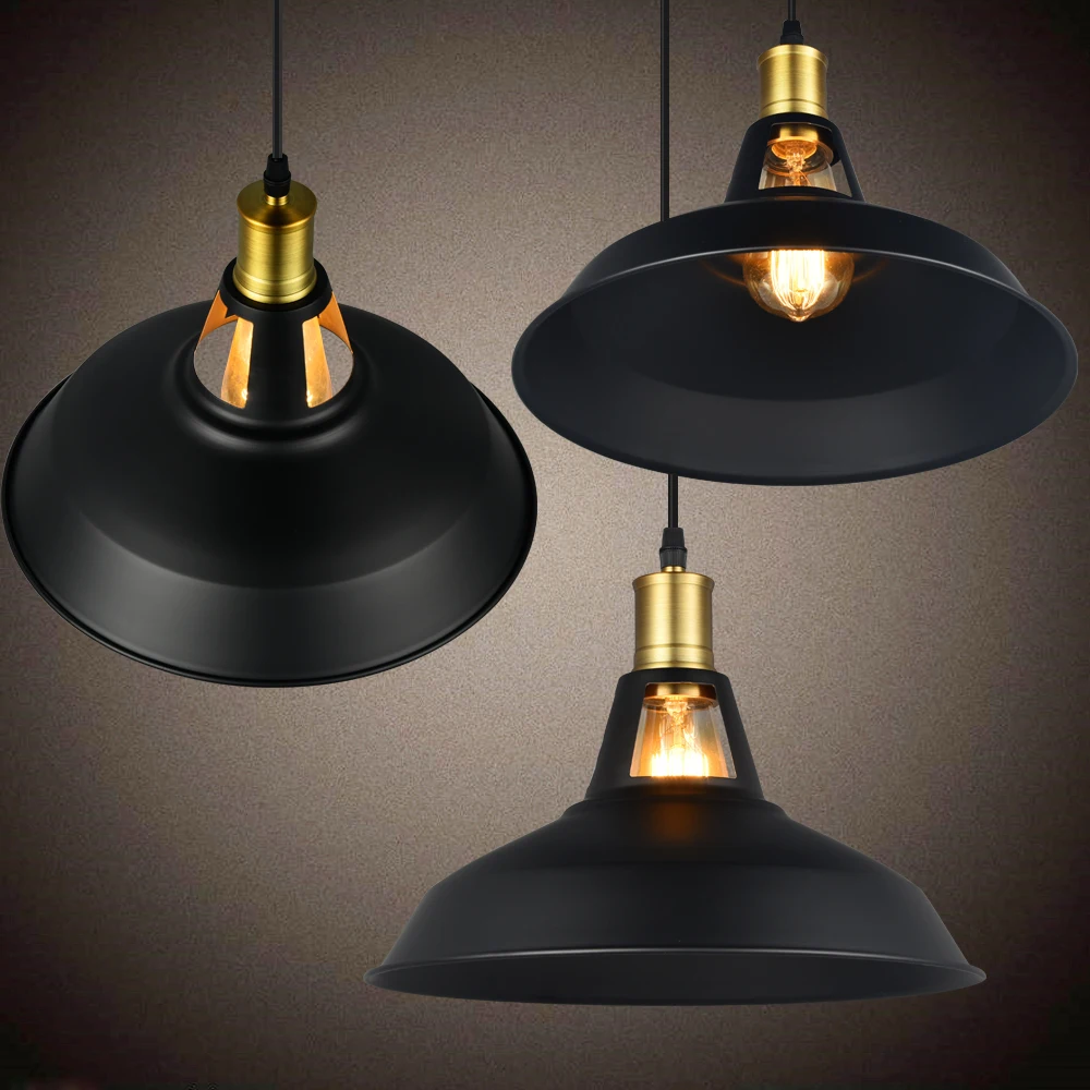 Современный Лофт подвесные светильники черный железный абажур подвесной