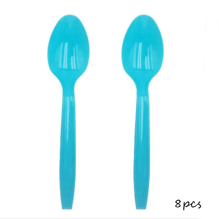 8pcs Spoon Omilut Baby Shower Boy Shark принадлежности для дня рождения Детские акулы одноразовые тарелки/чашки/бумажные скатерти Принадлежности Декор - Цвет: 8pcs Spoon