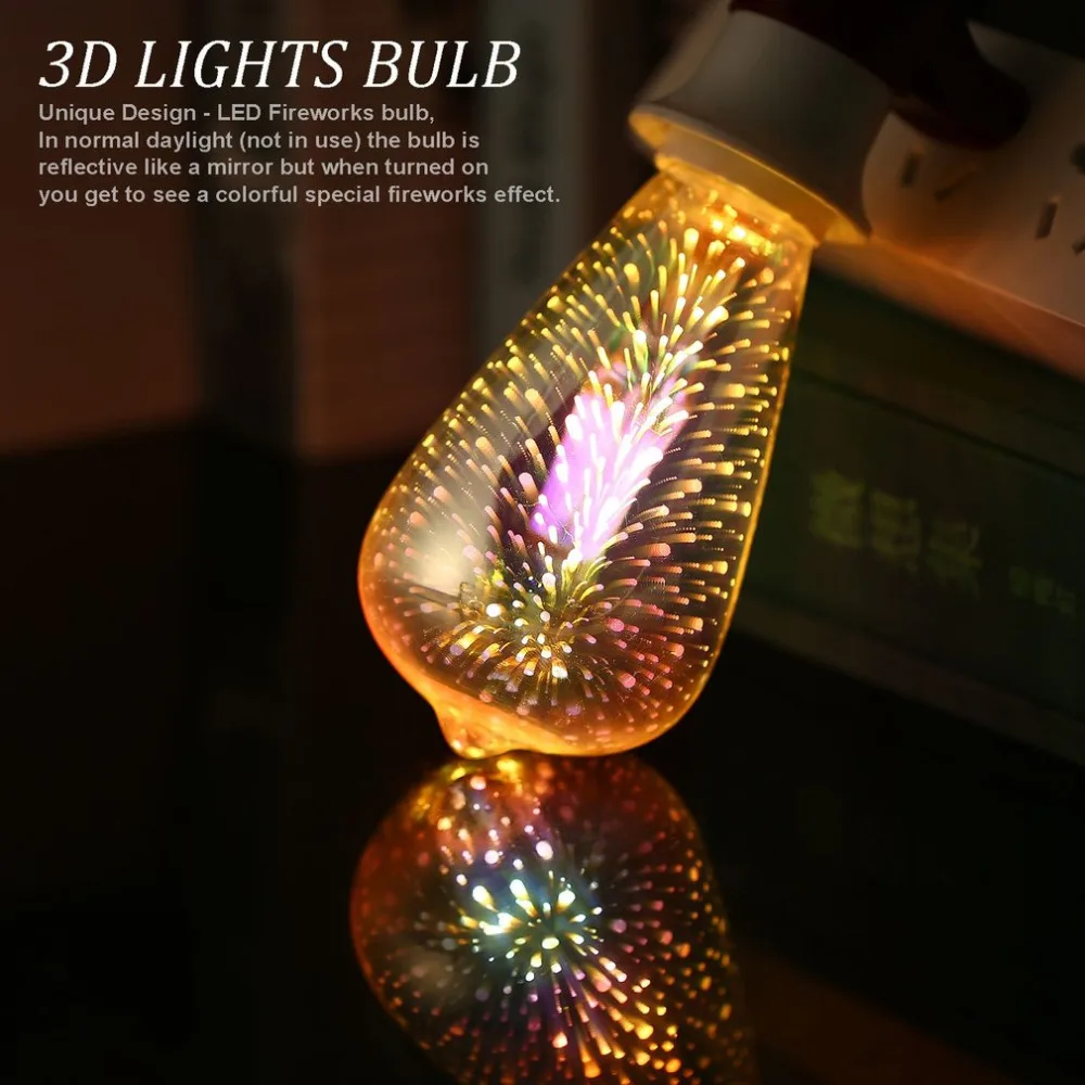 Красочный 3D фейерверк Светодиодный лампочки E27 4 Вт шар свет Праздник Рождество