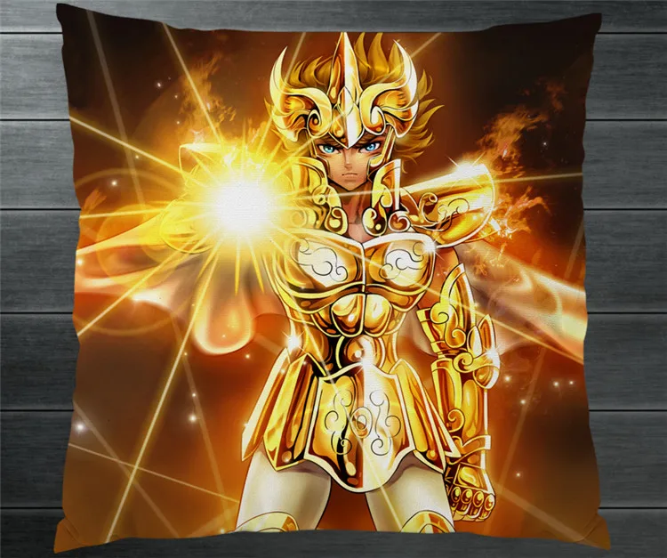 Чехол Saint Seiya с золотым Лео Aiolia Virgo Shaka Fanart 40*40 см двухсторонняя искусственная