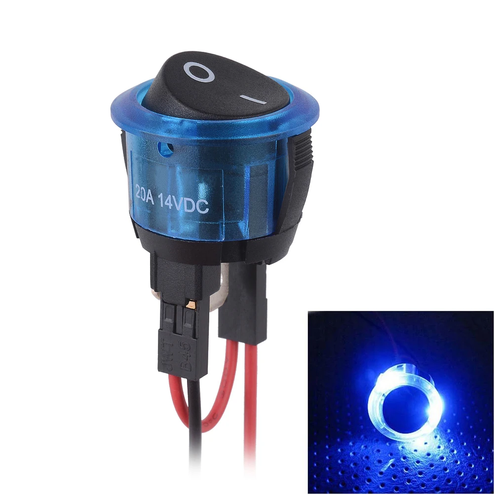 Jtron 2 SPST DC14V 20A кулисный переключатель кнопочный переключатель для круглых рокеров синий светодиодный фонарь с кабелем для автомобиля, лодки, бытовой техники