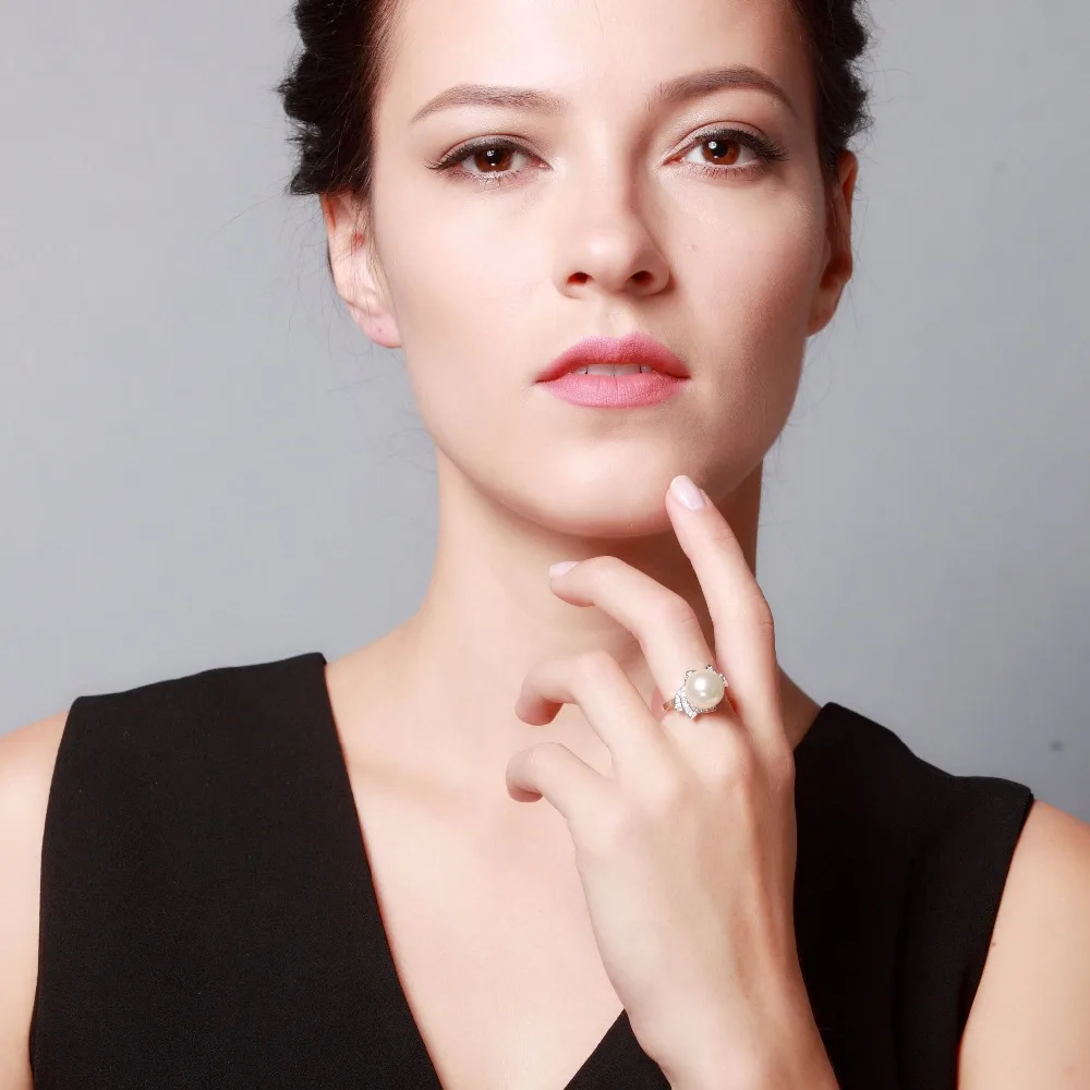 Женское серебряное кольцо с фианитом жемчугом | Украшения и аксессуары