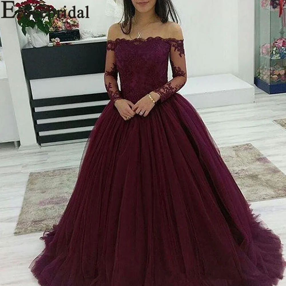 Erosebridal бальное платье кружевные вечерние платья с длинными рукавами сексуальное
