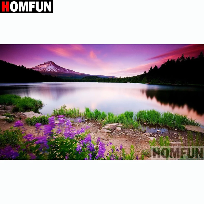 Алмазная 5D картина HOMFUN A11247 Цветочный пейзаж вышивка крестиком