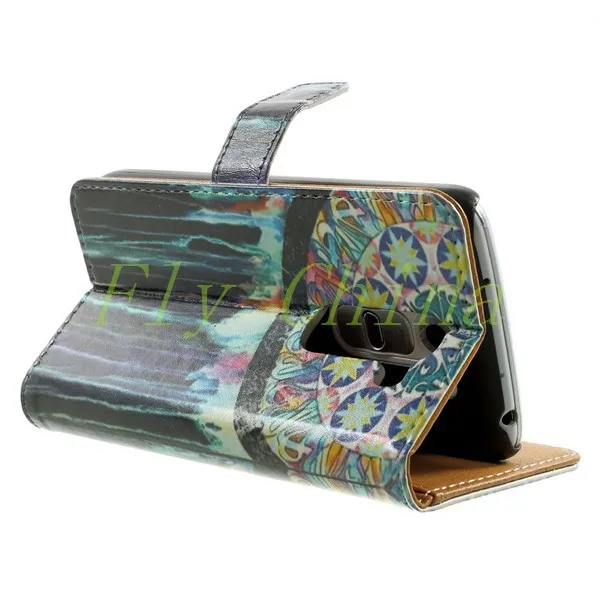 Для LG G2 мини чехол яркий голубая бабочка фолио кожаный бумажник флип-крышкой для