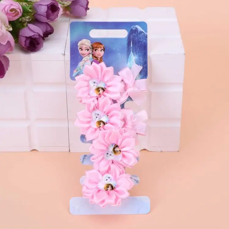 4 шт disney Мультфильм Замороженные зажим для волос Кукла Эльза аксессуары Головные уборы для девочек подарок на день рождения головы резинка для волос косметическое средство для волос круг