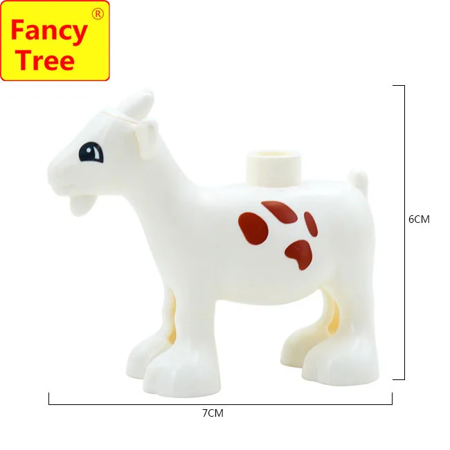 white goat Совместимые с Duplo Основные строительные блоки с крупными частицами аксессуары животные зоопарк утка овца кошка корова свинья лошадь игрушки подарочные кубики - Цвет: white goat