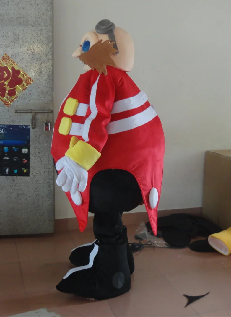 Высокое качество странно розовый Dr. Эггман Маскоты костюм с красным пальто