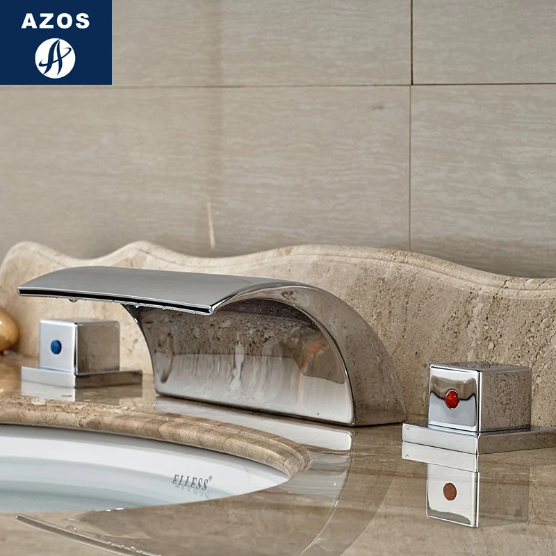 

Сплит-смеситель Azos, Обесцвечивающий водопад, латунный хромированный двойной светодиодный регулятор температуры для душевой комнаты, раков...