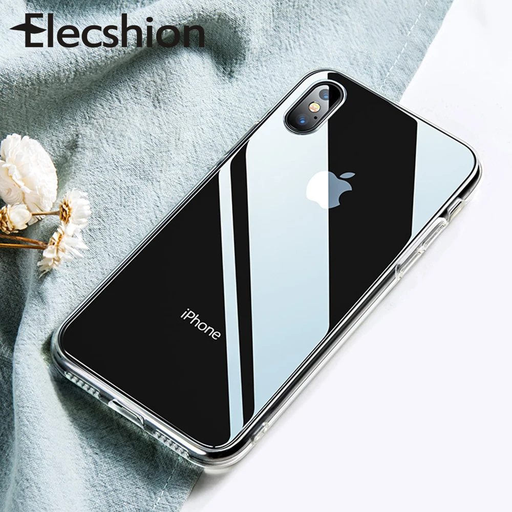 Мягкий ультра тонкий чехол для iPhone 7 8 Plus XS Max XR X Жесткий ПК гладкий прозрачный 6 6s