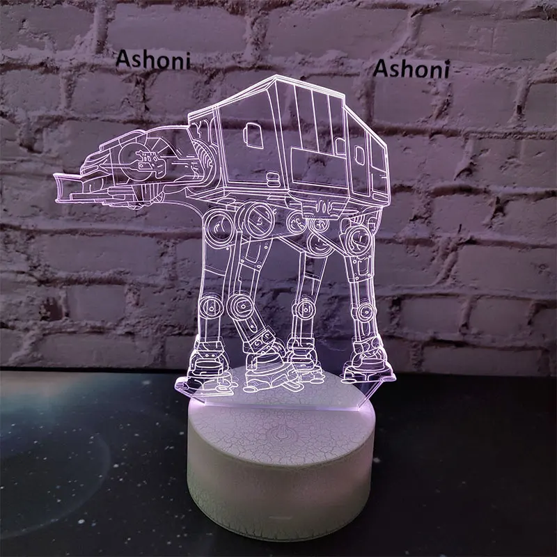 Ashoni Звездные войны 3D лампа спальня настольная ночник акриловая панель USB кабель 7