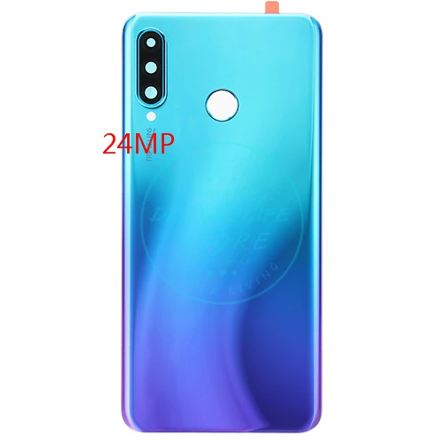Blue with 24MP Для huawei Nova 4e/P30 Lite оригинальная Задняя крышка батареи+ камера Стекло Объектив батарейный корпус двери P30Lite запасные части - Цвет: Blue with 24MP