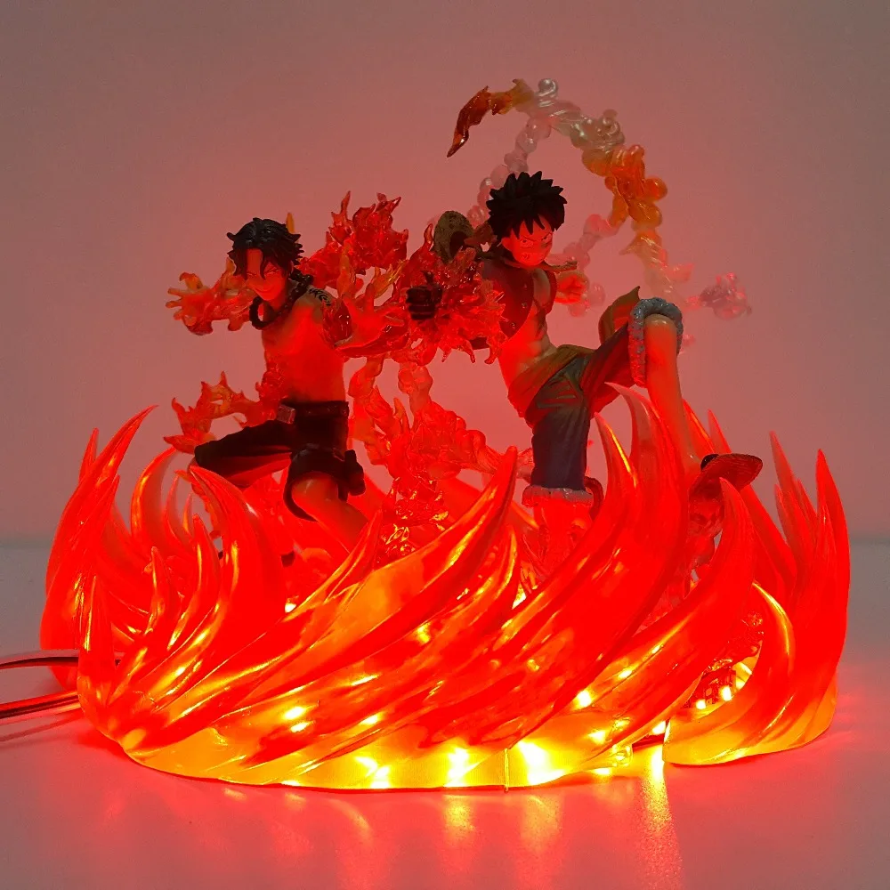 Одна деталь Lampara Luffy Ace пожарная сцена светодиодные ночники одна деталь аниме лампа Звездная ночь дистанционного изменения цвета для спальни