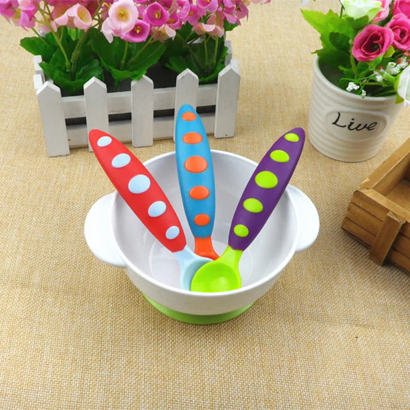 Детские принадлежности новинка 2016 года PP материал двухцветная детская ложка с