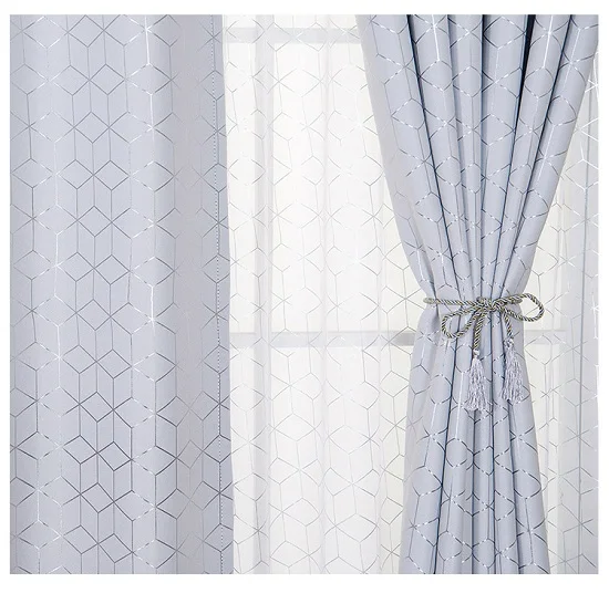 Curtain 1pc Новые клетчатые позолоченные серебряные занавески для гостиной, оконные занавески, отвесные занавески для спальни, современные серые римские жалюзи, детская комната - Цвет: Curtain 1pc