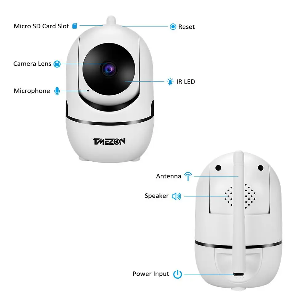 TMEZON 1080P радионяня HD WiFi Беспроводная домашняя безопасность 2.0MP ИК камера