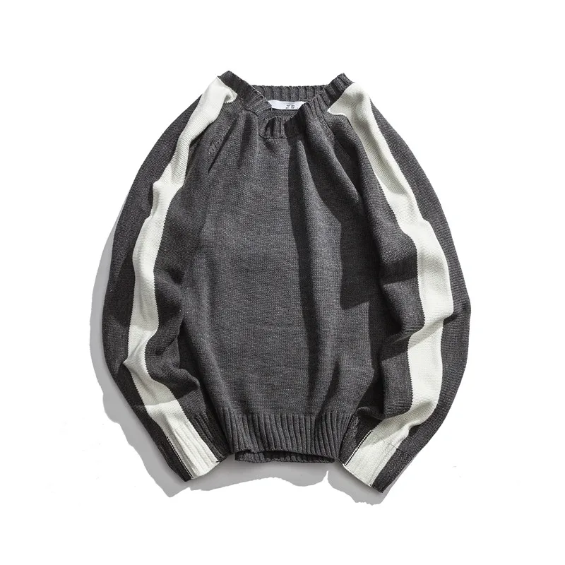 grey sweater Panda Pullover Oversized Sweater Men Winter Preppy Style Men's Sweater Loose Boy Sweater 3 Colors - Цвет: grey sweater