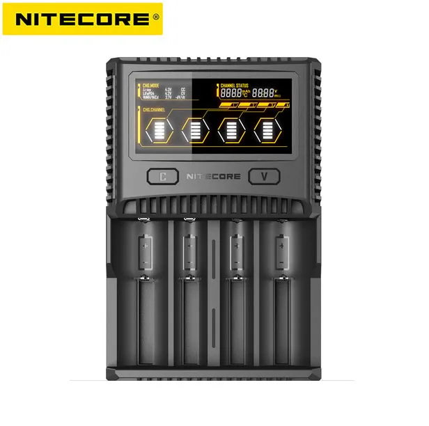NITECORE SC4 интеллектуальное зарядное устройство для быстрой зарядки превосходное зарядное устройство с 4 слотами 6A общий выход совместимый IMR 18650 14450 16340 AA аккумулятор