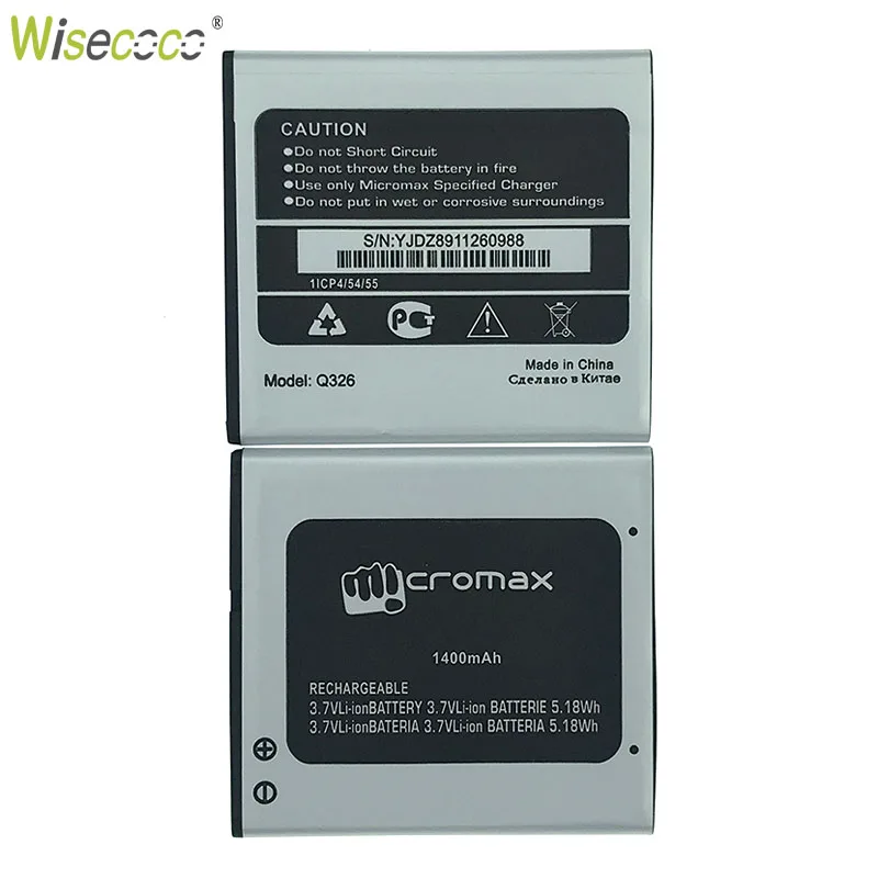 Аккумуляторная литий ионная батарея Wisecoco Q326 для мобильного телефона Micromax Q 326 мм