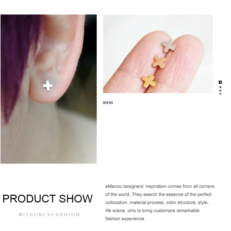 Женские серьги популярные из нержавеющей стали Ювелирные изделия с крестом мини