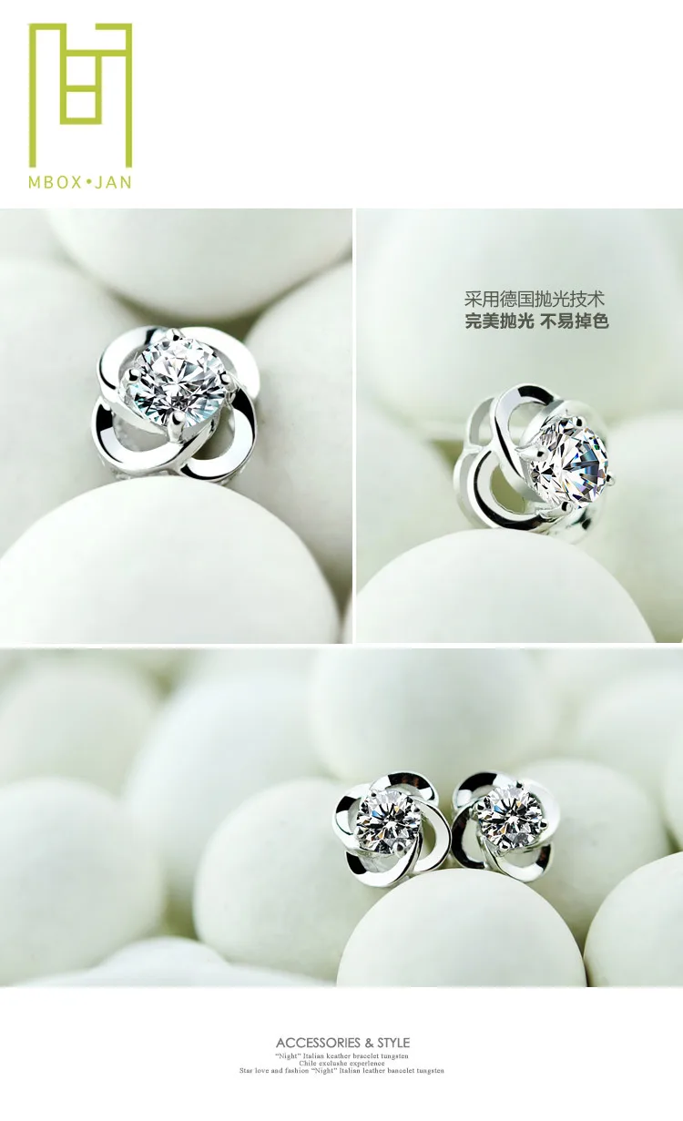 Omhxzj оптовые ювелирные изделия Счастье Four Leaf Clover ААА Циркон Настоящее S925 серебро серьги YS82