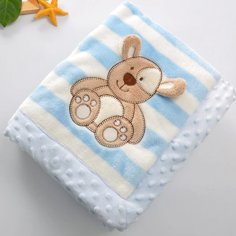 Blue 75X100cm Детское одеяло высокого качества с рисунком, детское одеяло, Детские утепленные, фланелевые пеленки, конверт, коляска, постельное белье для новорожденных малышей, одеяло s - Цвет: Blue 75X100cm