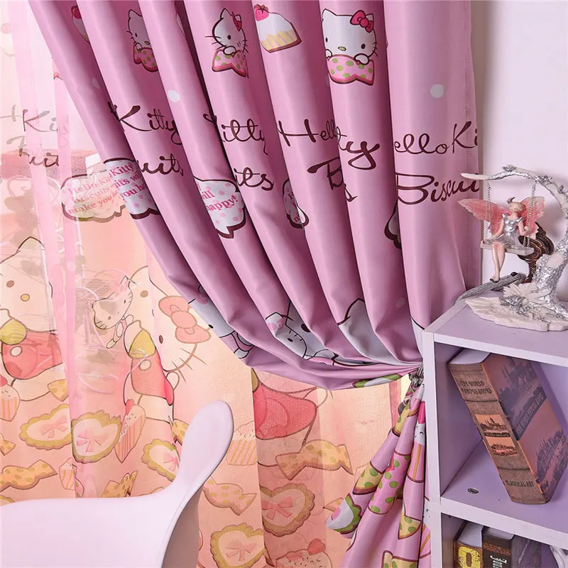 Hello kitty Розовые занавески с принцессой для девичьей комнаты Детские Дети Детская