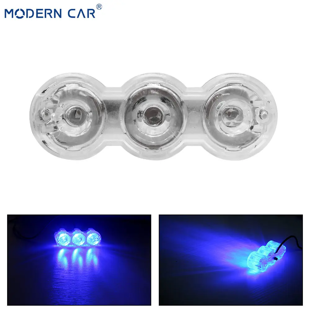 Синий Современный автомобильный один ряд 3 xbulbs 12V DRL дневная ходовая лампа мотоцикла светодиодный светильник ting передние противотуманные фары светильник кронштейн атмосфера светильник s - Цвет: Синий
