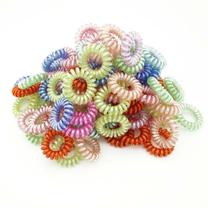 Лот 100 шт. Размеры 3 5 см блестками телефонного провода кольцо резинки для волос