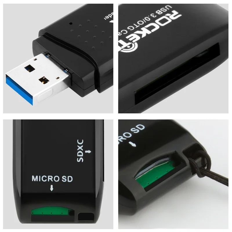 Rocketek Высокое качество usb 3 0 multi 2 в 1 устройство чтения карт памяти для SD TF micro pc