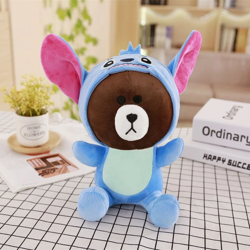 Новый 25 см милые корейские куклы коричневый плюшевые Медвежата наклейка с Пикачу