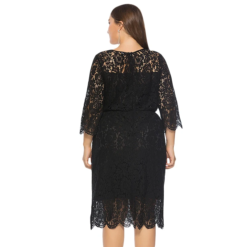 PlusMiss размера плюс 6XL 5XL 4XL сексуальный из кружев кроше с элегантные Платья для
