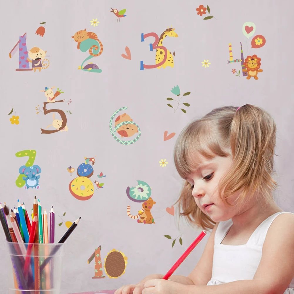 Мультфильм джунгли дикие 26 Алфавит животные 1 10 цифр настенные наклейки для