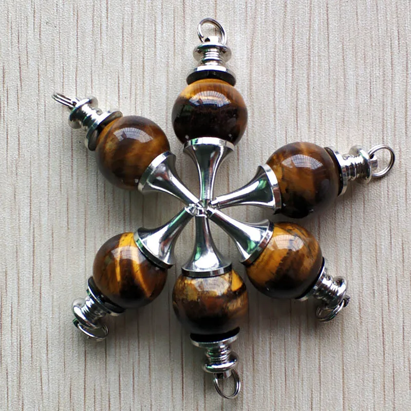Wholesale 6pcs/lot 2018 new fashion high quality natural tiger eye stone ball charms pendants for jewelry making free | Украшения и