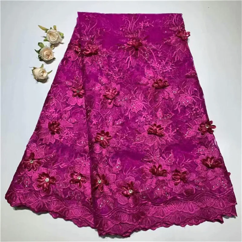 Bridal beads 3d tulle lace fabric high quality african with rhinestones french net for wedding | Дом и сад