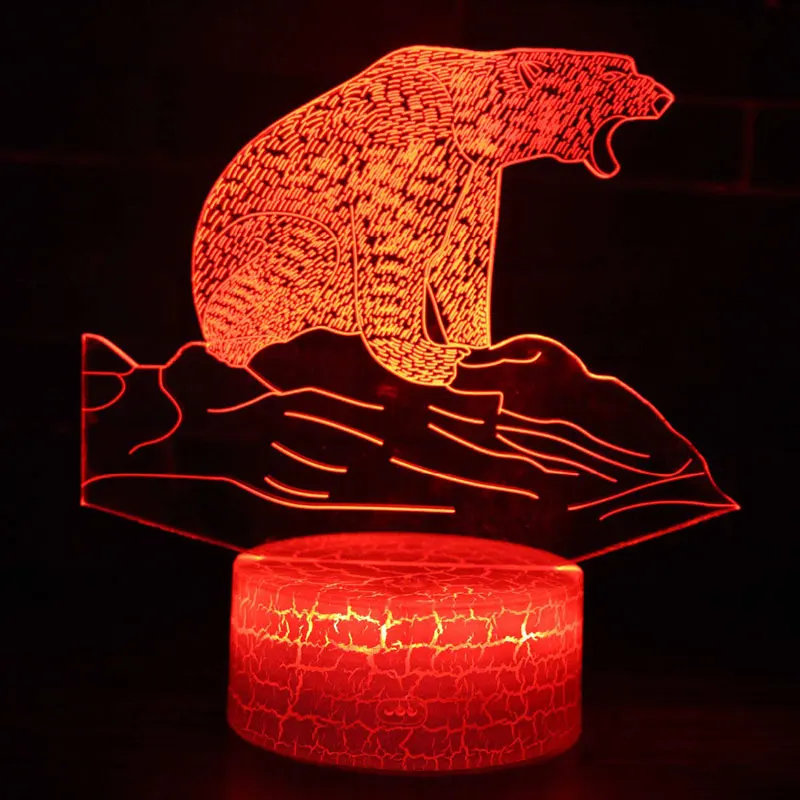 Polar bear theme 3D Lamp LED night light 7 Color Change Touch Mood Christmas present Dropshippping | Лампы и освещение