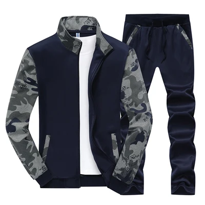 Navy Blue DIMUSI, весенние мужские наборы спортивной одежды, спортивный костюм, мужская верхняя одежда, свитшоты, пэчворк, мужские толстовки, стоячий воротник, мужской спортивный костюм, 4XL, TA046 - Цвет: Navy Blue