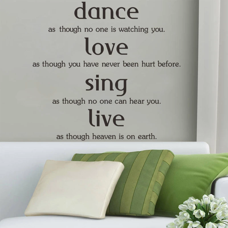 Танец Любовь петь живые Виниловые Настенные стикеры s цитаты для гостиной