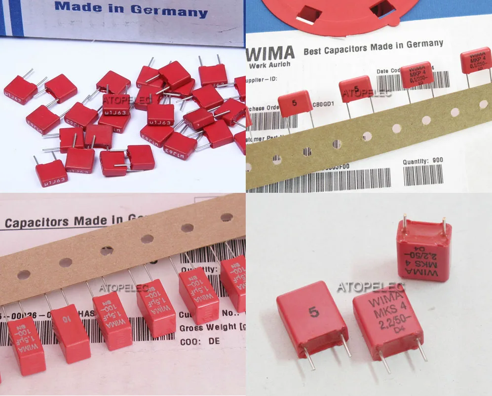 10 шт. WIMA MKP4 MKS2 MKS4, самый популярный пленочный конденсатор, Hi-Fi аудио 0,047 мкФ/0,1 мкФ/0,22 мкФ/0,33 мкФ/1 мкФ/1,5 мкФ с алюминиевой крышкой, 63В/100 V/250 V