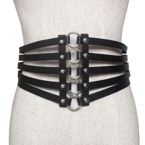 Ремень кожаный женский, модный широкий эластичный пояс из ажурной кожи с металлической пряжкой, аксессуары для платьев