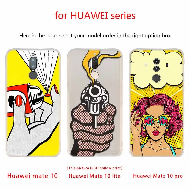 Мягкий силиконовый чехол для Huawei Mate 30 20 10 Lite Pro 20X S Y9 2018 2019 NOVA 3 3i 4 black pop art