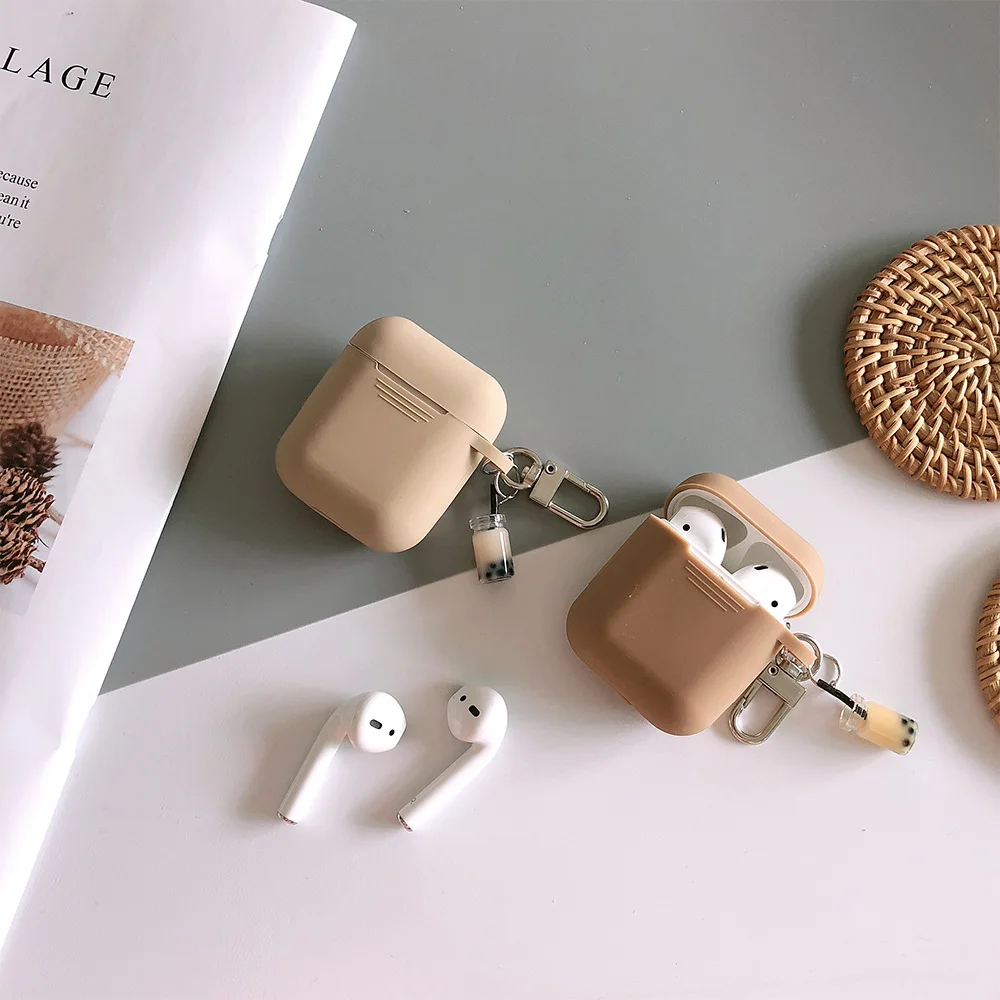 Милый молочный чай для AirPods защитный чехол Мягкий силиконовый чехол для беспроводной bluetooth-гарнитуры женский чехол анти-падение