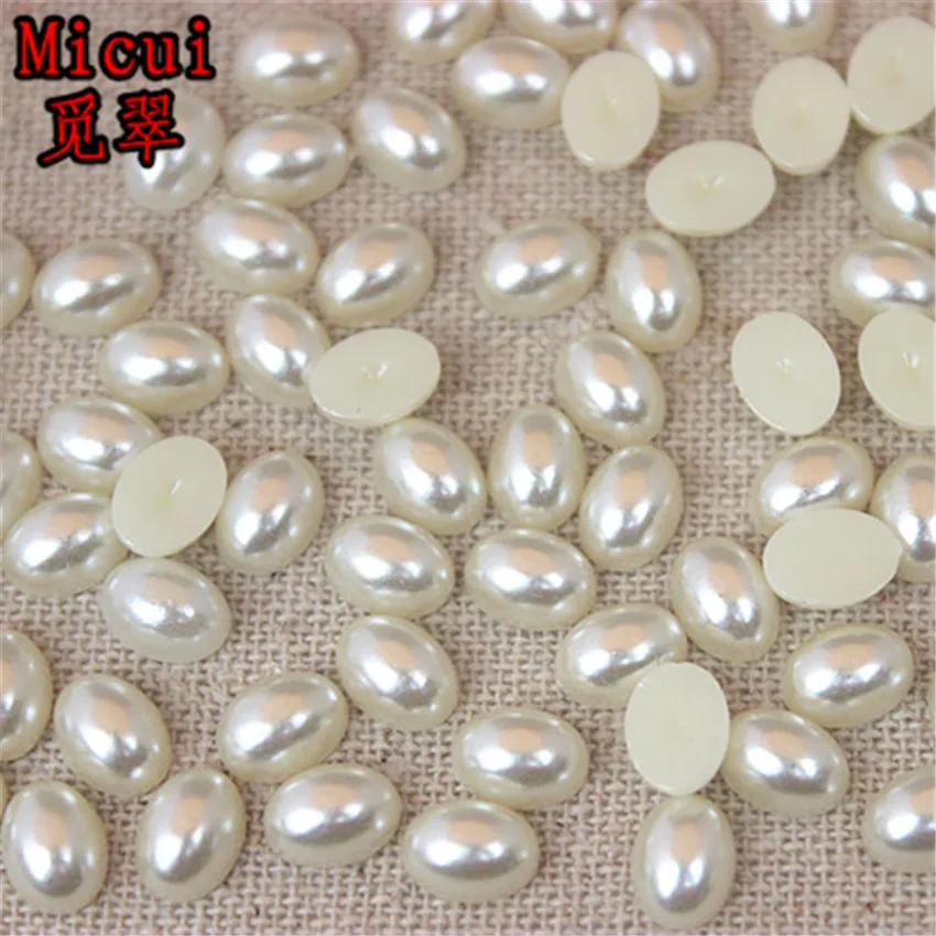 Micui 6*8/8*10/10*14/mm Oval Pearl Beads ABS Half Pearls Flatback Scrapbooking Bead For Jewelry Making Clothes Decoration SM211 | Дом и сад