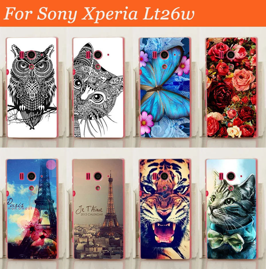 Жесткий Пластик телефон назад В виде ракушки чехол для Sony Xperia Acro S LT26w розы Сова Cat