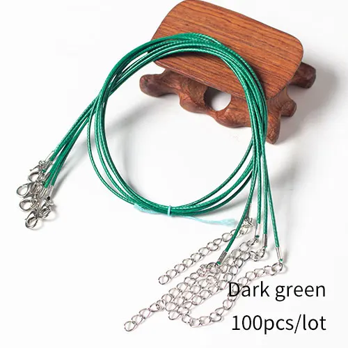 Dark green 120pcs 120 шт./лот, 1,5 мм, кожаные цепочки, ожерелья, браслеты, подвески, фурнитура, застежка-карабин, шнур 18" - Цвет: Dark green 120pcs