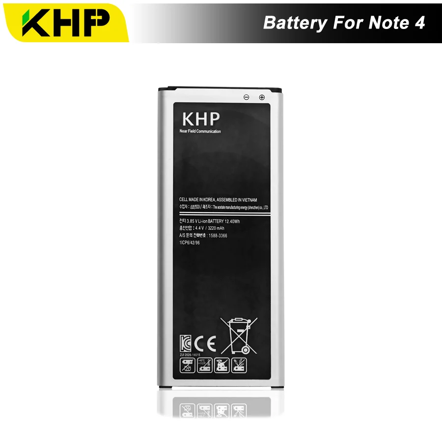 Новый 2019 100% оригинальный KHP телефон батарея для samsung Galaxy Note 4 N910 N910C N910A N910V Замена