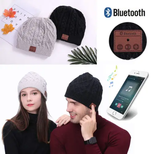2018 Новая зимняя обувь шерстяные стельки вязать теплые шапочки Bluetooth Hat