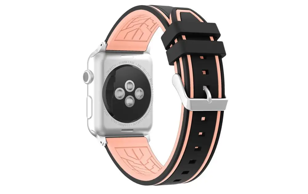 Black pink Спортивный силиконовый браслет для apple watch, 42 мм, 38 мм, 40 мм, 44 мм, умные Ремешки для наручных часов, часы для мужчин и женщин, ремешок для iWatch, серия 4, Новинка - Цвет ремешка: Black pink