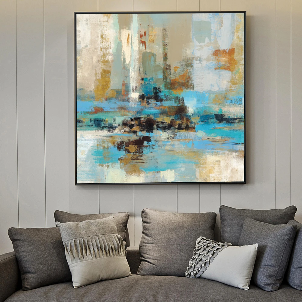 Современные Настенные граффити в стиле поп рисунки на холсте с зеленой и синей