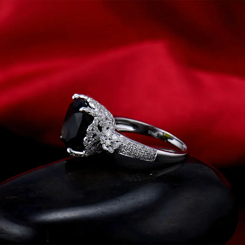 Женское винтажное обручальное кольцо с турмалином 11x11 мм|ring ring|cushion cut engagementring